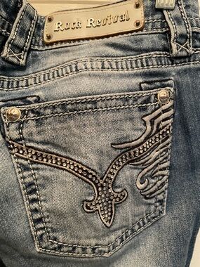 Rock & Revival Women’s Light Blue Denim Jeans with Embellished Pocket